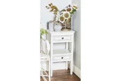 Matte White Wooden End Table With Drawers -Home Furniture 270330 white wood accent table room 86
