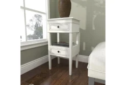 Matte White Wooden End Table With Drawers -Home Furniture 270330 white wood accent table room 89