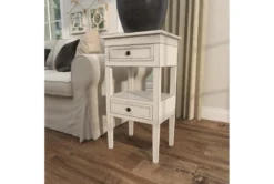 Matte White Wooden End Table With Drawers -Home Furniture 270330 white wood accent table room 90