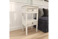 Matte White Wooden End Table With Drawers -Home Furniture 270330 white wood accent table room 91