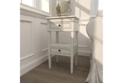 Matte White Wooden End Table With Drawers -Home Furniture 270330 white wood accent table room 92