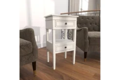 Matte White Wooden End Table With Drawers -Home Furniture 270330 white wood accent table room 93