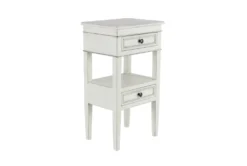 Matte White Wooden End Table With Drawers