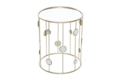 Metal And Glass Mirrored Circles End Table-Set Of 2 -Home Furniture 270334 gold metal accent table material 76