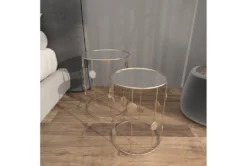 Metal And Glass Mirrored Circles End Table-Set Of 2 -Home Furniture 270334 gold metal accent table room 90
