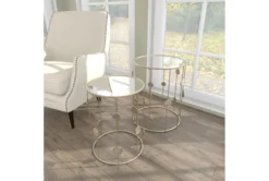 Metal And Glass Mirrored Circles End Table-Set Of 2 -Home Furniture 270334 gold metal accent table room 92