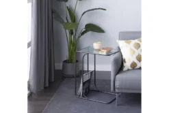 Metal And Glass C Table With Magazine Rack -Home Furniture 270335 brown wood accent table room 86