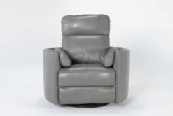 Rayna Heron Leather Power Swivel Gider Recliner With Built-In Battery & USB