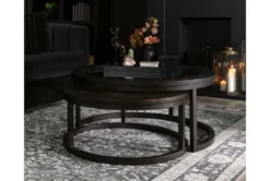 Leo 2 Piece Glass Nesting Coffee Table Set -Home Furniture 271468 brown wood coffee table room 46