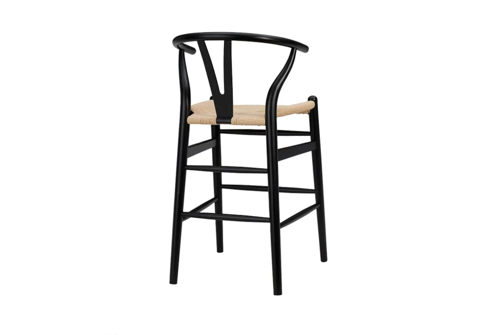 Black Wishbone 26" Counter Stool With Natural Seat 3 Black Wishbone 26" Counter Stool With Natural Seat - Image 3