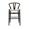 Black Wishbone 26" Counter Stool With Natural Seat
