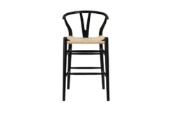 Black Wishbone 26" Counter Stool With Natural Seat