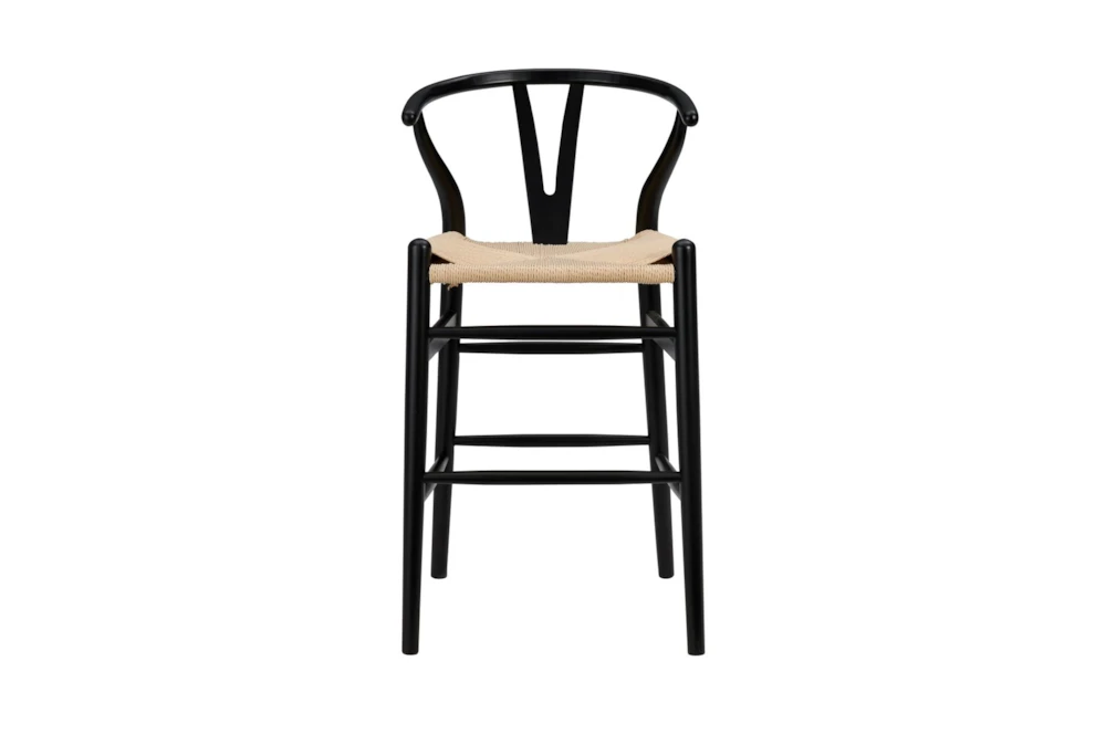 Black Wishbone 26" Counter Stool With Natural Seat 1 Black Wishbone 26" Counter Stool With Natural Seat
