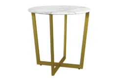 Liv White Faux Marble 24" Round End Table With Matte Gold Base -Home Furniture 271895 white marble end table detail 45