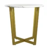 Liv White Faux Marble 24" Round End Table With Matte Gold Base