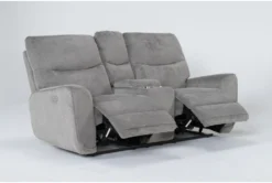 Ronan Oatmeal 77" Power Reclining Loveseat With Storage Console & USB -Home Furniture 272873 beige fabric console loveseat side 19