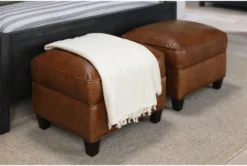 Theodore Honey Leather Ottoman -Home Furniture 272901 brown leather accent ottoman room 61