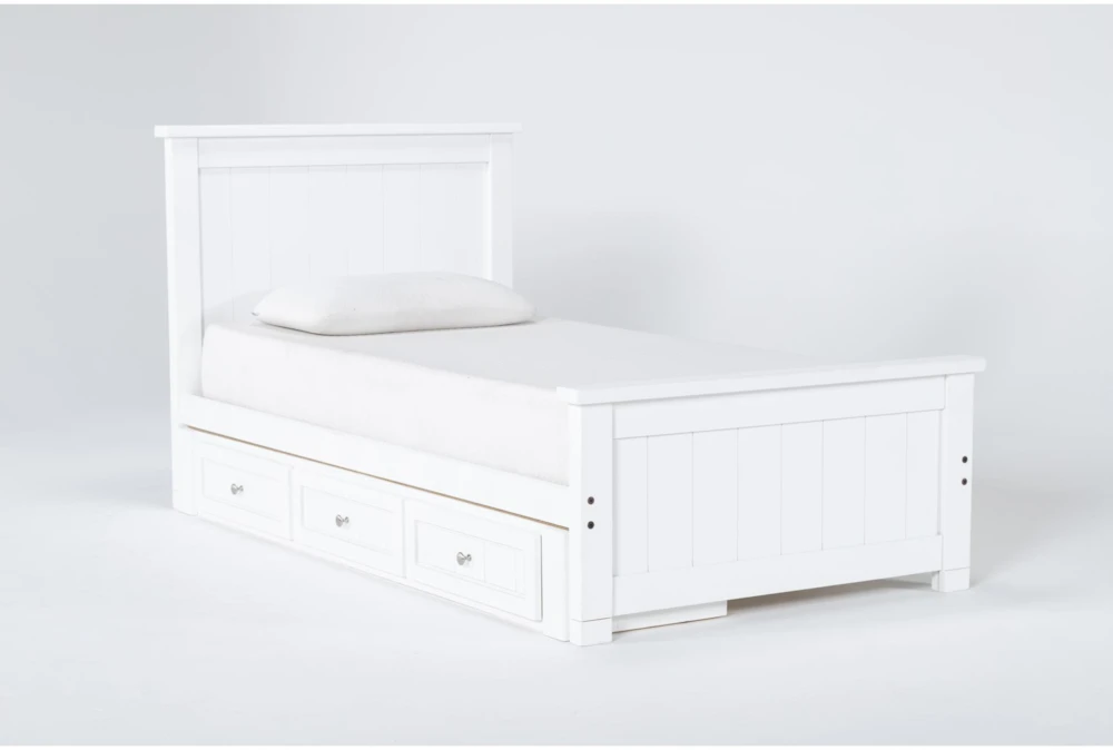 Mateo White Twin Panel Bed With Single 3 Drawer Storage Unit 3 Mateo White Twin Panel Bed With Single 3 Drawer Storage Unit - Image 3