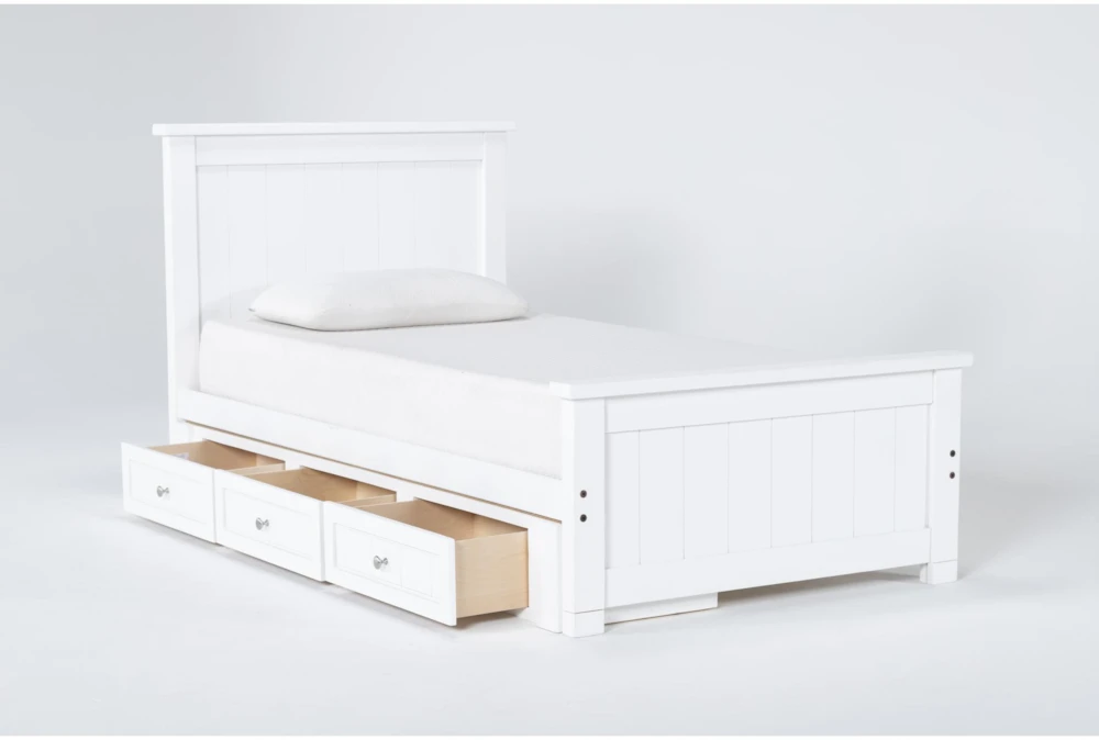 Mateo White Twin Panel Bed With Single 3 Drawer Storage Unit 2 Mateo White Twin Panel Bed With Single 3 Drawer Storage Unit - Image 2