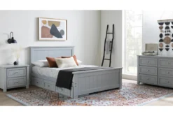 Mateo Grey Full Panel Bed With Single 3 Drawer Storage Unit -Home Furniture 274813 grey mdf bed room 47