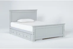 Mateo Grey Full Panel Bed With Single 3 Drawer Storage Unit -Home Furniture 274813 grey mdf bed side 18