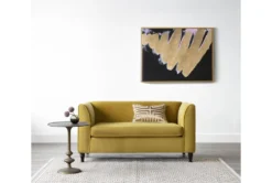 Frances Velvet 60" Settee 13 Frances Velvet 60" Settee -Home Furniture 275273 yellow fabric settee room 59