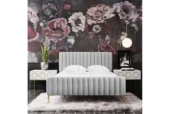 Lisette Grey Velvet Queen Bed 21 Lisette Grey Velvet Queen Bed -Home Furniture 275887 grey fabric bed room 86
