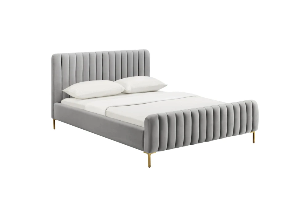 Lisette Grey Velvet Queen Bed 3 Lisette Grey Velvet Queen Bed - Image 3
