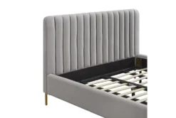 Lisette Grey Velvet Queen Bed 16 Lisette Grey Velvet Queen Bed -Home Furniture 275887 grey fabric bed side 18