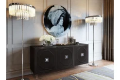 Forte Black Lacquer 65" Sideboard -Home Furniture 275894 black mdf chest room 85