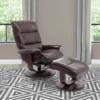 Dalbert Brown Leather Manual Reclining Swivel Chair And Ottoman