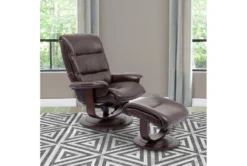 Dalbert Brown Leather Manual Reclining Swivel Chair And Ottoman