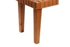 45" Tan Leather Basketweave Bench -Home Furniture 276335 brown multi media bench detail 45