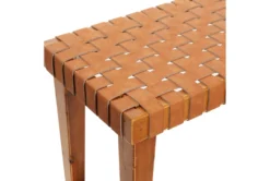 45" Tan Leather Basketweave Bench -Home Furniture 276335 brown multi media bench detail 46