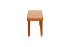 45" Tan Leather Basketweave Bench -Home Furniture 276335 brown multi media bench front 03