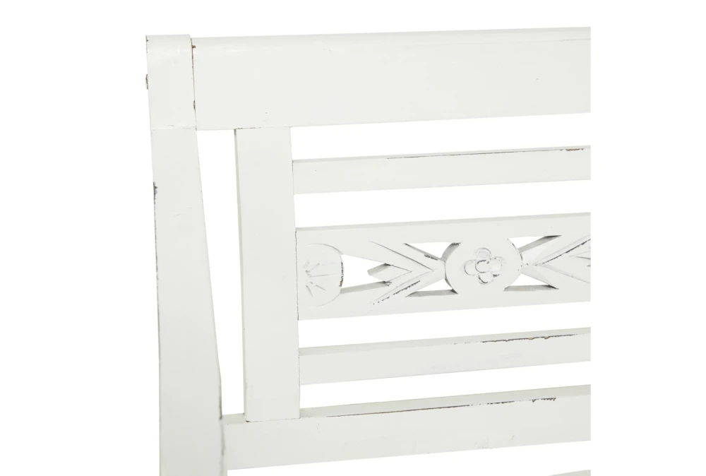40" White Antiqued Wood Slat Back Bench 4 40" White Antiqued Wood Slat Back Bench - Image 4