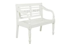 40" White Antiqued Wood Slat Back Bench 11 40" White Antiqued Wood Slat Back Bench -Home Furniture 276343 white wood bench material 76
