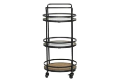 21" Round Iron 3 Tier Bar Cart -Home Furniture 276350 brown metal bar cart material 76