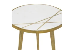 20" Marble + Gold Round Accent Table With Geometric Inlay -Home Furniture 276387 gold multi media accent table detail 45 1