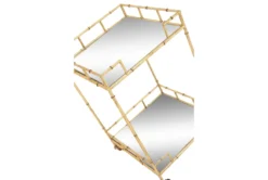 30" Gold + Mirror Bamboo Detail Square Bar Cart 18 30" Gold + Mirror Bamboo Detail Square Bar Cart -Home Furniture 276401 gold multi media bar cart detail 44