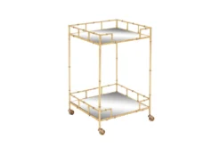 30" Gold + Mirror Bamboo Detail Square Bar Cart 19 30" Gold + Mirror Bamboo Detail Square Bar Cart -Home Furniture 276401 gold multi media bar cart material 76