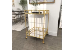 30" Gold + Mirror Bamboo Detail Square Bar Cart 24 30" Gold + Mirror Bamboo Detail Square Bar Cart -Home Furniture 276401 gold multi media bar cart room 90