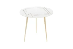 20" Marble + Gold Round Accent Table With Square Inlay -Home Furniture 276404 white marble accent table material 76