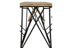 Wood + Metal 43" Counter Table With Fold Up Stools For 4 -Home Furniture 276484 brown metal dining set material 76