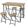 Wood + Metal 43" Counter Table With Fold Up Stools For 4