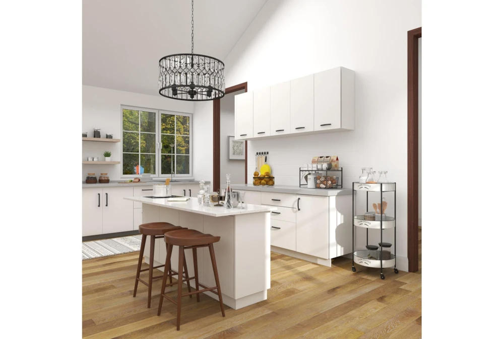 Round White Iron 3 Tier Farmhouse Rolling Storage Cart 9 Round White Iron 3 Tier Farmhouse Rolling Storage Cart - Image 9