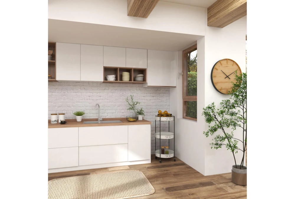 Round White Iron 3 Tier Farmhouse Rolling Storage Cart 15 Round White Iron 3 Tier Farmhouse Rolling Storage Cart - Image 15