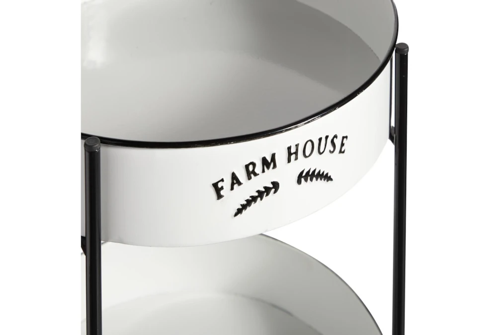 Round White Iron 3 Tier Farmhouse Rolling Storage Cart 3 Round White Iron 3 Tier Farmhouse Rolling Storage Cart - Image 3