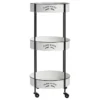 Round White Iron 3 Tier Farmhouse Rolling Storage Cart