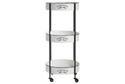Round White Iron 3 Tier Farmhouse Rolling Storage Cart